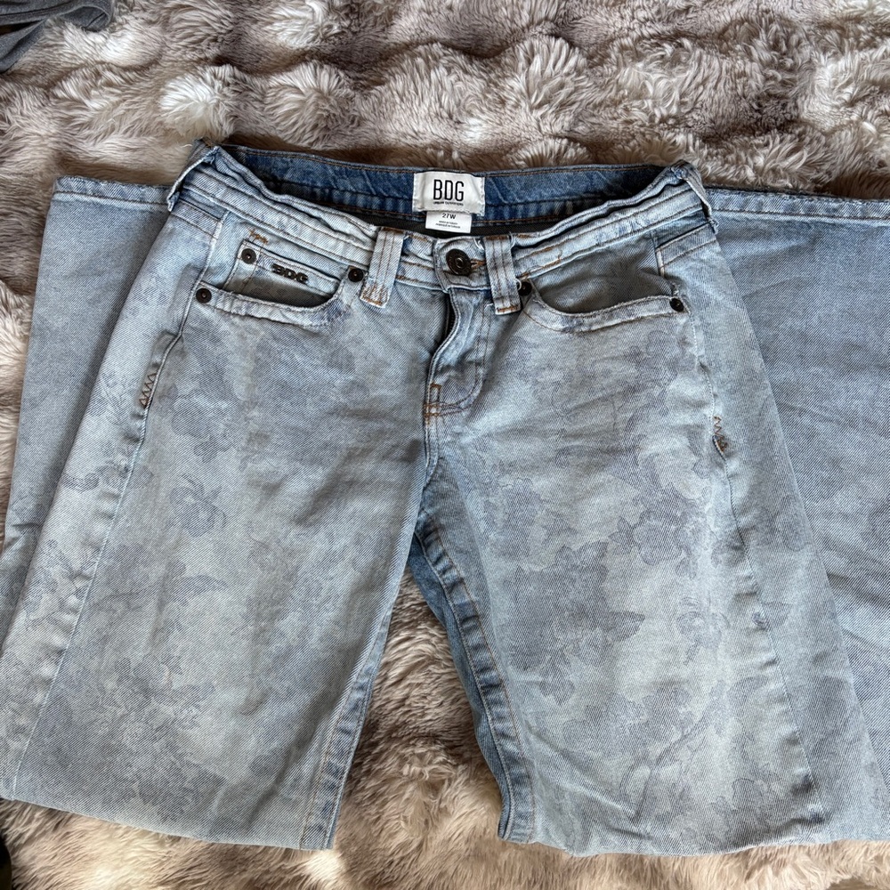 BDG Light Blue Washed Denim Jeans with Contrast Stitching